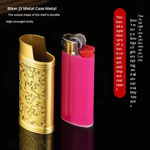 Étui pour <span class=keywords><strong>briquet</strong></span> en métal J3, <span class=keywords><strong>briquet</strong></span> jetable, mini, compact, moderne, créatif, coquille de <span class=keywords><strong>briquet</strong></span> à fleurs de richesse - Product Image 5