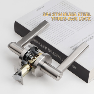 Modern 304 paslanmaz çelik kare kolu yatak odası kapısı kolu iç kilitli kapı tokmağı döküm gümüş - Product Image 4