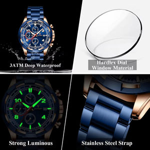 Poedagar 685 New Fashion Men Quartz Watch 47MM Dial Waterproof Multi-Functional Chronograph Stainless Steel Business Watch - Product Image 5