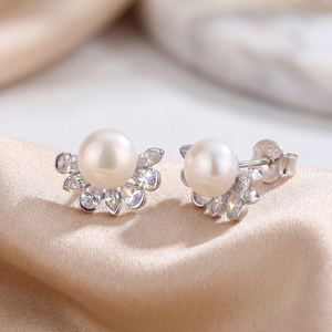 Boucles d'oreilles en perles d'eau douce véritables, bijoux en argent S925 pour femmes, qualité AAA, blanches, rondes, à porter tous les jours, cadeau d'anniversaire - Product Image 3
