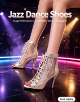 Chaussures de danse jazz à talons hauts, en maille brillante, à bout ouvert, talons scintillants, sandales, bottines pour femmes