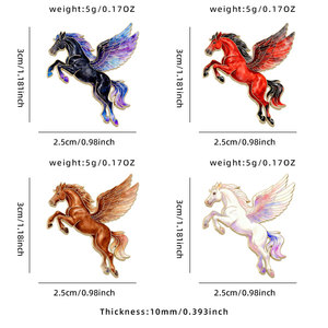 Spille in metallo smaltato morbido personalizzate a tema Cavallo e Pegaso, stampate UV, accessori moda in stock - Product Image 6