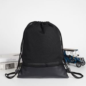 Sac à dos à cordon de serrage certifié BSCI, prix de gros, logo personnalisé, sacs à dos pour femmes, sac à cordon en tissu de coton et polyester - Product Image 3