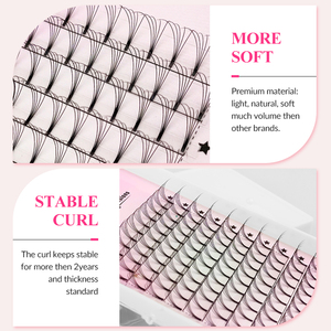 Extensions de <span class=keywords><strong>cils</strong></span> pré-faits en fibre PBT coréenne, bouquets de <span class=keywords><strong>cils</strong></span> 3D pré-faits, éventails de <span class=keywords><strong>cils</strong></span> thermocollés à tige courte, éventails de volume pré-faits - Product Image 6