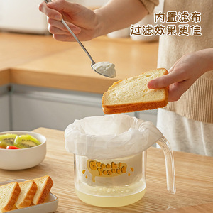 Filtre à yaourt sec en plastique, passoire manuelle pour yaourt grec fait maison, séparateur de lactosérum avec couvercle et poignée - Product Image 3