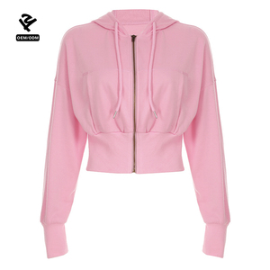 F240681 Vestuário Fabricantes Custom Candy Cor Feminina Rosa com capuz Zippered Crop <span class=keywords><strong>Cardigan</strong></span> Street Style Cropped <span class=keywords><strong>Hoodie</strong></span> <span class=keywords><strong>Jacket</strong></span> - Product Image 4