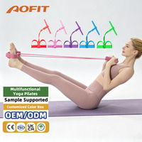 Appareil d'entraînement abdominal et de fitness à domicile, avec pédale de traction pour sit-ups, corde de traction et bande de résistance à 4/6 tubes pour exercices des jambes