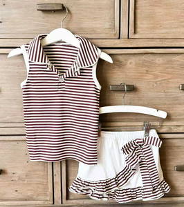 Tenues décontractées pour bébés filles, imprimées, personnalisées, style boutique, comprenant des gilets, des chemises, des jupes-shorts, des shorts, en coton et élasthanne, pour le printemps et l'automne - Product Image 3