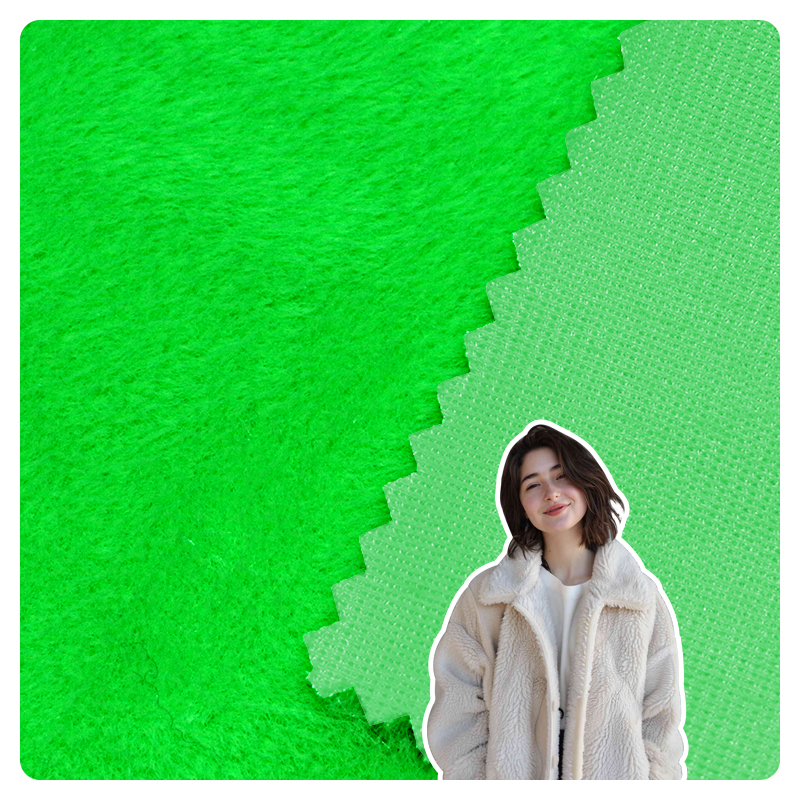 100% Recycled Polyester Custom Colors Long Rabbit Plush Fabric for Outdoor Garments for Girls Tricot Knitted