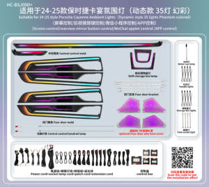 Kits de Luces Ambientales con Estilo de Tallado Láser Dinámico y Colores Fantasma para Porsche Cayenne 2024 - 2025 - Product Image 1