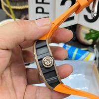 Montre automatique pour homme Top 5205, légère, en alliage de titane, bracelet en caoutchouc orange, sport, fitness, formelle