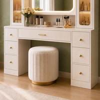 Table de maquillage moderne personnalisée avec miroir, tiroirs de rangement, meuble de chambre en bois, bureau pour hôtel et salon