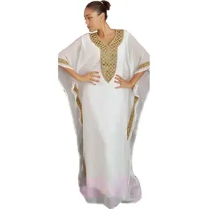 HotSale yeni şifon Robe ünlü stil elbise büyük boy düz renk tulum Abaya beyaz kadınlar islami maksi elbise bayanlar Burqa