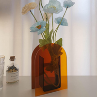 Vase à fleurs en acrylique élégant moderne et contemporain Type de glaçure transparente pour la décoration intérieure Utilisation de table-Également porte-stylo pinceau de maquillage