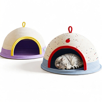 Casa Acogedora para Mascotas de Gran Espacio, Cueva Transpirable para Gatos de Doble Uso, Refugio para Gatitos para Todas las Estaciones, Cama para Gatos de Cuerda de Algodón Tejida Resistente a los Arañazos
