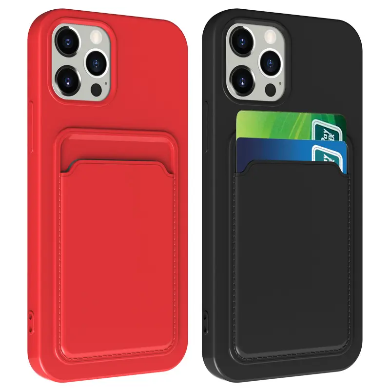 Casing Ponsel Lembut Slot Kartu Kualitas Tinggi untuk iPhone 13 Pro Max Xr 11 12 Pro Xs Max Penutup TPU dengan Wadah Kartu Belakang Casing Dompet