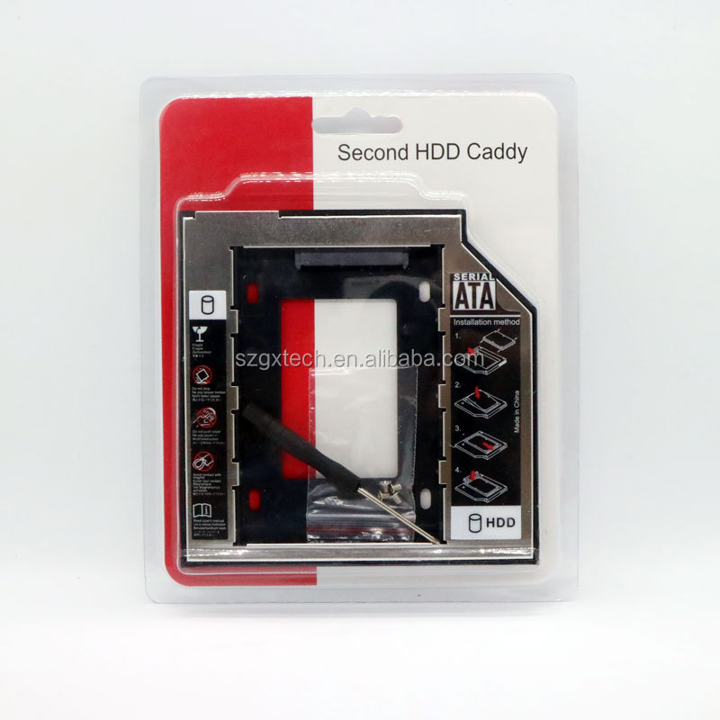 Ikinci sabit disk sürücü Optibay SATA SATA HDD rafı 9.5mm alüminyum Caddy