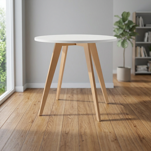 Table basse scandinave moderne avec plateau en stratifié blanc et pieds en bois pour le mobilier de salon - Product Image 6