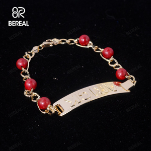 Factory Outlet Red Agate Name ID Pulsera Venta caliente Oro amarillo 925 Sterling Silver Baby Bracelet Fine Women Jewelry - Product Image 2
