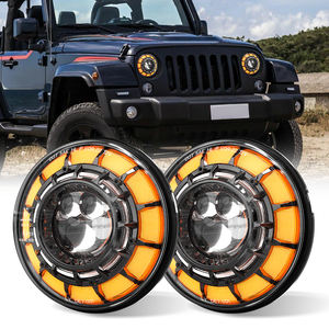 Starry 7 pouces rond feux de croisement phare LED moto blanc ambre Angle yeux DRL clignotants phares pour Jeep Wrangler - Product Image 1