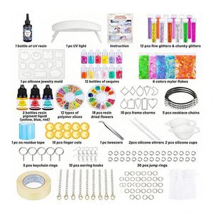 <b>Resin</b> Craft <b>Kit</b> DIY Jewelry Model UV <b>Resin</b> Crystal Clear Hard LED Lamp Silicone Molds Glitter Foil Flowers Pendants Keychains - Product Image 2