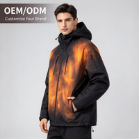 Veste coupe-vent thermochromique pour homme, motif dégradé réactif à la chaleur, à capuche, fermeture éclair, vêtements de sport décontractés
