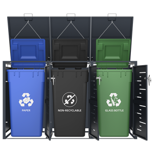 Cubiertas para Contenedores de Basura, Cubierta Triple para Contenedores de Basura Exteriores con Tapa Abatible, Cubierta para Contenedores de Basura Resistente a la Oxidación, Contenedor de Basura Exterior - Product Image 6