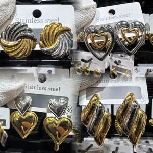 <span class=keywords><strong>Pendientes</strong></span> de Acero Inoxidable de Yiwu, Joyería Simple Dorada, Resistentes al Deslustre, Antialérgicos, Impermeables - Product Image 1