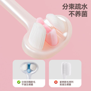 Cepillo de dientes para niños Sakura, cerdas suaves de 3 lados, 10000 cerdas de alta densidad para edades de 3 a 12 años, manual, rosa, azul - Product Image 4