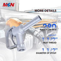 Outil de ravitaillement ergonomique à corps compact MSN, 290 L/min, entrée 1-1/2 pouces pour tous types de carburants, buse automatique