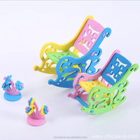Ensemble de table et chaises en mousse EVA 3D pour enfants, blocs de construction miniatures, meubles de maison de poupée