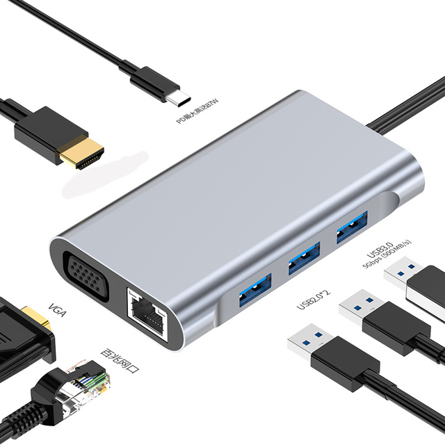 Usb c Hub 7 in 1 4K Hdtv Display 87W Power Usb3.0 5Gbps Usb-c Type-c Hub with RJ 45 Usb Hub 7 in 1