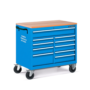 Fami Mobile Workbench With 25 Mm Multiplex Top 4 <b>Drawers</b> 1072 X 600 X 910 Mm Green Ral6011 <b>Tool</b> Cabinet - Product Image 3