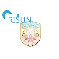 Broches en émail personnalisées créatives en métal, motif Rose d'Octobre, pour la sensibilisation au cancer du sein, avec ruban rose et fleur papillon, vente en gros