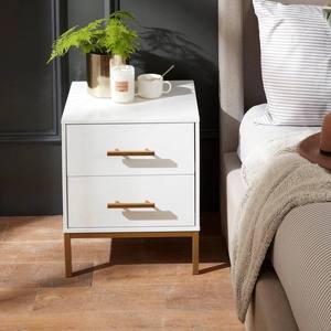 Mesita de Noche Moderna Blanca Ensamblada con 2 Cajones para Dormitorio, Muebles para el Hogar - Product Image 5
