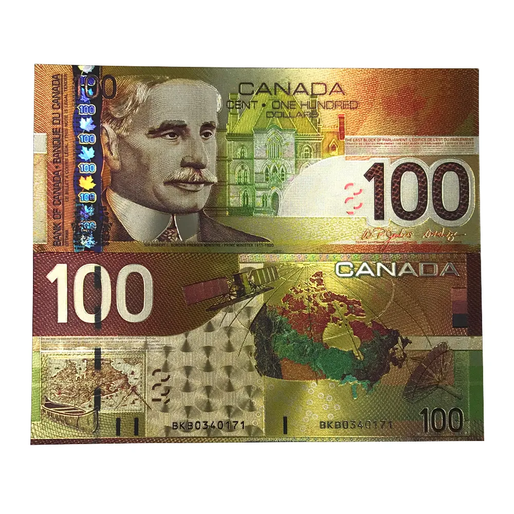 Gold Foil Canada banknote Silver canada 100 dollar bill best souvenir in Canada market
