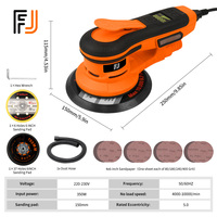 Lijadora Eléctrica de Precisión, Órbita de 5.0 mm, 10000 RPM, Velocidad Variable, Lijadora Orbital Aleatoria de 6 Pulgadas para Carrocería de Automóviles y Muebles