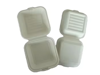 Boîte à hamburger jetable en bambou TEANHE B003 avec poignée, 110 oz, écologique, moderne, pour restaurant, à emporter