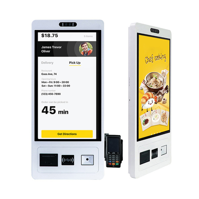 Wall Mounted 10.1 15.6 21.5 23.8 27 32 Inch Digital Signage Kiosks Self-Service Kiosk With Printer QR Code Reader Camera
