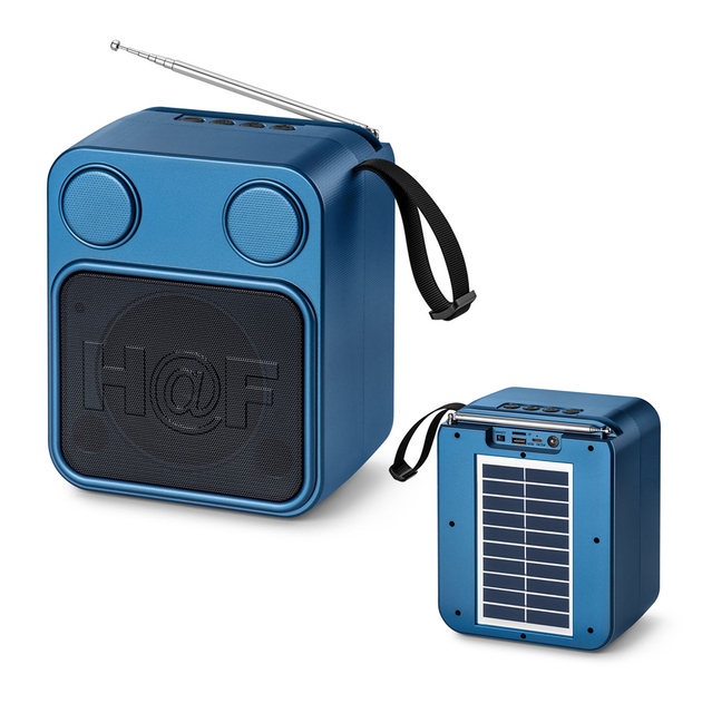 HF-F222 Bigger Solar Panel Charging Portable Wireless BT Speaker FM Radio Super Bass Stereo Woofer Blue-tooth Speaker TF/USB/TWS