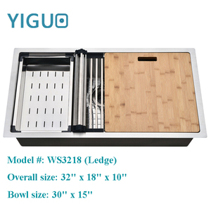 Estación de trabajo <span class=keywords><strong>titok</strong></span> Amazon, multifuncional, todo en uno, fregadero de cocina hecho a mano de acero inoxidable SUS304 con escalón de cornisa, gran oferta - Product Image 2