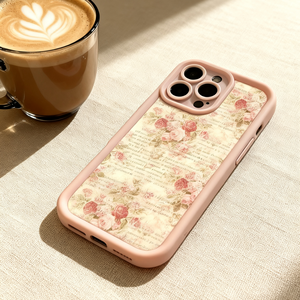 Nouvelle coque de téléphone motif carnet jaunissant et roses roses pour iPhone 17 16 15 Pro Max, finition mate dépolie à pores fins - Product Image 2