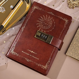 <span class=keywords><strong>Diario</strong></span> de cuero con bloqueo de constelación A5 B6 personalizable, <span class=keywords><strong>diario</strong></span> de escritura con <span class=keywords><strong>sol</strong></span> y luna, forrado de papel, Vintage, combinaciones de contraseña, cuadernos - Product Image 2