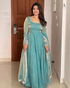 Soie lourde faite à la main de fantaisie avec séquence de broderie de haute qualité fonctionne avec des manches complètes dans la robe de mode des femmes de prix de gros - Product Image 3