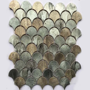 Gạch Khảm Kim Loại Bằng Thép Không Gỉ Gạch Trang Trí Tường Dòng Màu Xanh Dương Loại Quạt Và Vỏ Gạch Khảm Kim Loại Gạch Tắm Khảm - Product Image 5