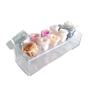 Delicate Customized Size Self Restrained Latest Fad 12 Hole Rose Acrylic Flower Box