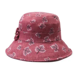 Topi penahan matahari pita renda kustom kualitas tinggi topi ember pancing tepi lebar topi bucket Musim Panas pinggir lebar