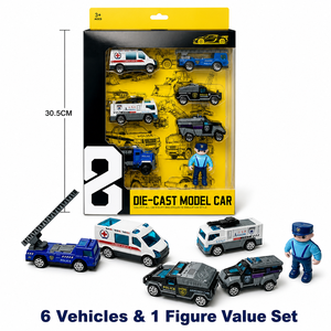 Juego de 6 Camiones de Bomberos de Juguete de Metal Fundido a Presión, Mini Modelos de Vehículos de Emergencia con Figura de <span class=keywords><strong>Bombero</strong></span> para Niños - Product Image 1