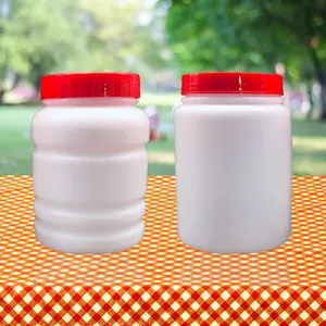 1 Lít Nhựa Jar HDPE Chai Nhựa Container Với Miệng Rộng Vít Lên Nắp Nhựa Lớn Xi Lanh Thực Phẩm Lớp