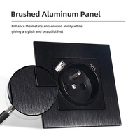 Panneau en aluminium brossé Prise USB Europe Prises murales françaises avec double chargeurs USB Type A + C